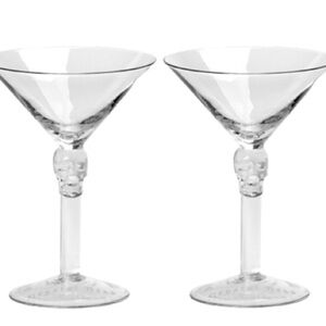 2 Crystal Head Vodka Skull Stem Martini Glasses